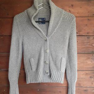 American Eagle grey thick button up sweater